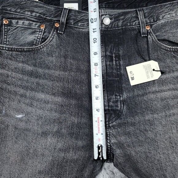Levi's Premium 501 Original Straight Jeans Faded Black Distressed Size 38 X 32 - Picture 11 of 11